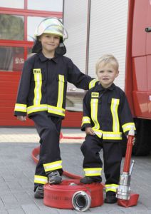 Kinder - Feuerwehranzug mit Feuerwehrhelm im Set