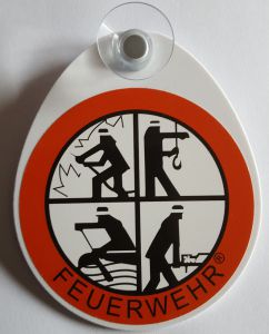 FEUERWEHR Autoplakette mit FW-Signet inkl. Saugnapf