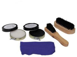 Schuhputzset, 2 Bürsten, 2 Schuhcreme