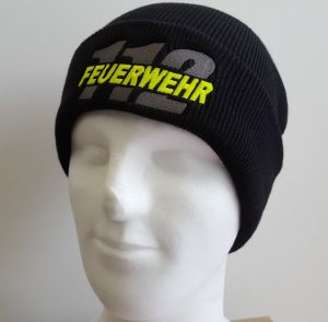 Wintermütze mit gesticktem FEUERWEHR / 112 Logo