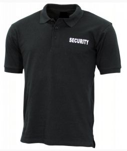Security Poloshirt, schwarz, weiss bedruckt