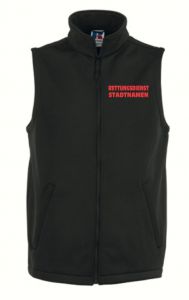 Softshellweste mit gesticktem RETTUNGSDIENST und STADTNAMEN