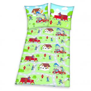 FEUERWEHR BETTWÄSCHE mit Motiv für Kinder 80X80/135X200CM