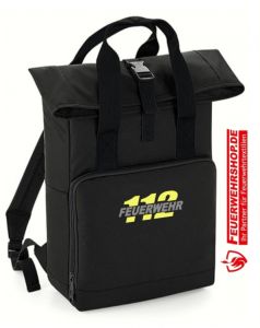 Feuerwehr Twin Handle Roll-Top Backpack mit gesticktem FEUERWEHR / 112 Logo